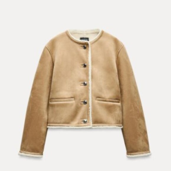 ✨ ZARA Double-Faced Gold Buttons Jacket – Taupe Brown – Size S – NWT - Picture 3 of 11